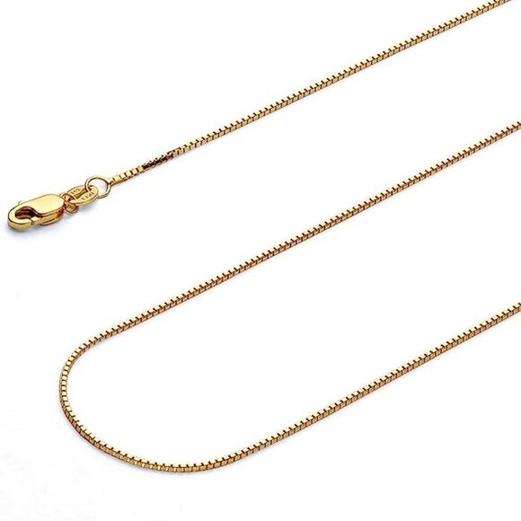 14K Real Gold chain 0.8 mm Yellow Gold box chain Necklace | Birthday gift | 24” - Picture 3 of 5